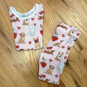 Caden Lane Pink Dog and Heart Print Kids Pajamas